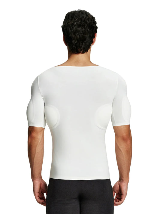 Men's Padded Muscle Compression Shirt Short Sleeve