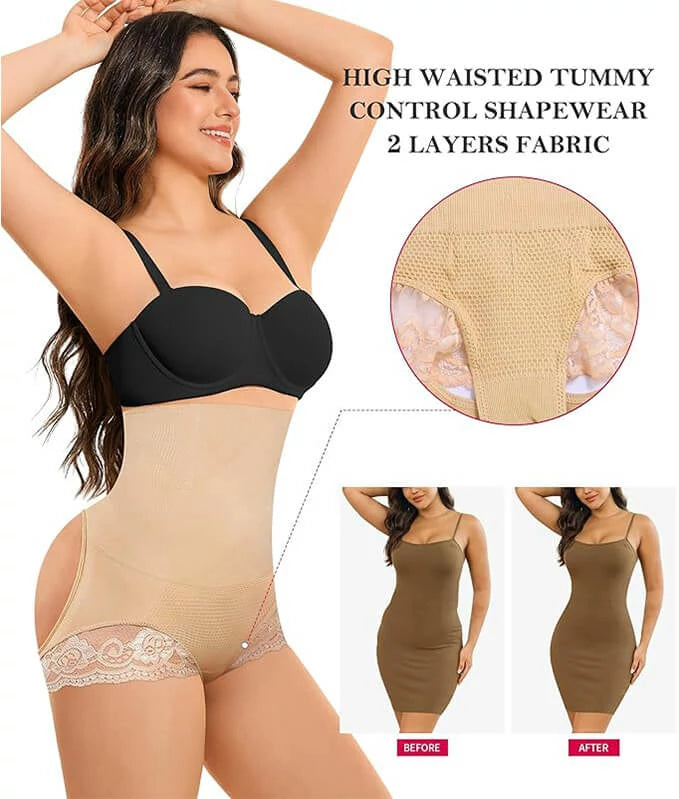 Women's High Waist Circle Opening BoyShort Panty Tummy Control Butt Lift