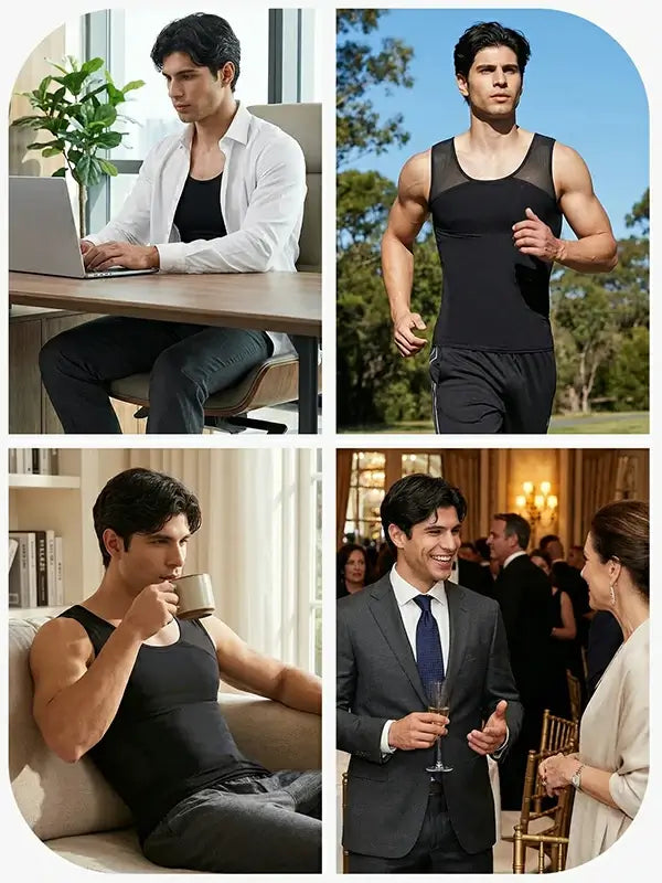 Men's Mesh Compression Chest & Tummy Control Tank Top