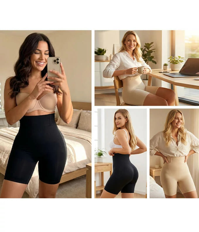 Women's High Waist Steel Bones 3D Contour Shapewear Shorts Tummy Control