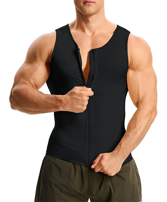 Men's Compression Tank Top Zipper Double-Layer