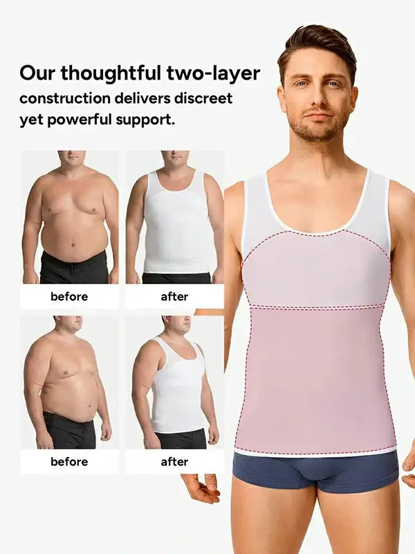 Men's Mesh Compression Chest & Tummy Control Tank Top