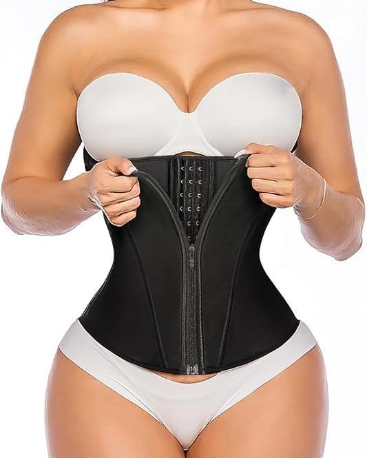 Women's Double Control Waist Trainer with Zipper & Hooks