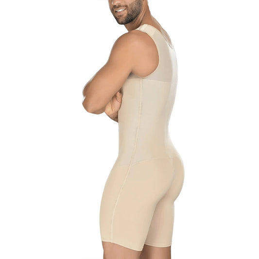 Men's Full Body Shaper Bodysuit with 4-Level Hooks