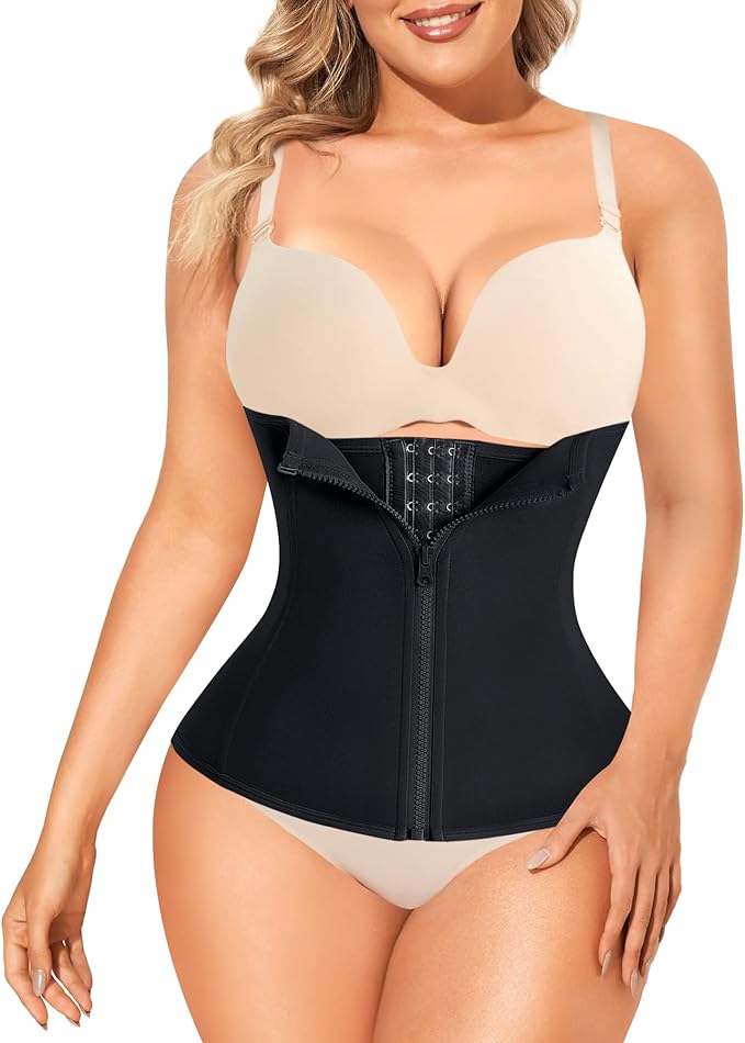 Women's Double Control Waist Trainer with Zipper & Hooks