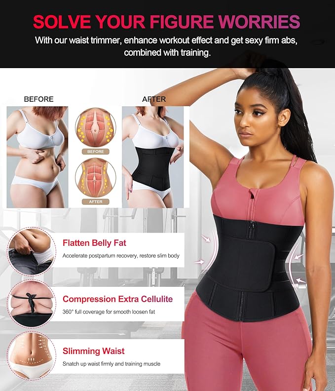 Waist Trainer Sauna Belt with Neoprene for Weight Loss