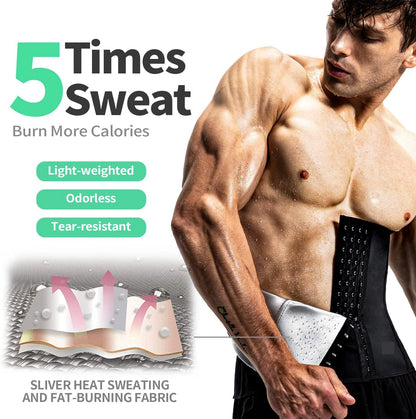 Men's Steel Boned Sweat Belt with Heat-Silver Polymer