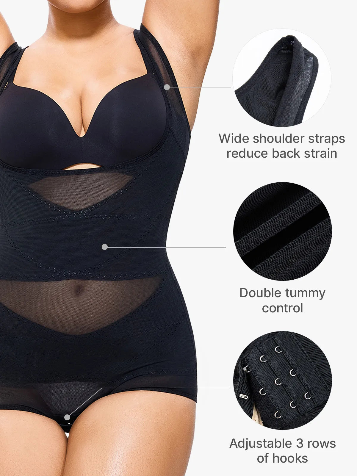 Slimming Mesh Tummy Control Bodysuit with Crotch Buckle（Buy 1, Get 1 FREE）
