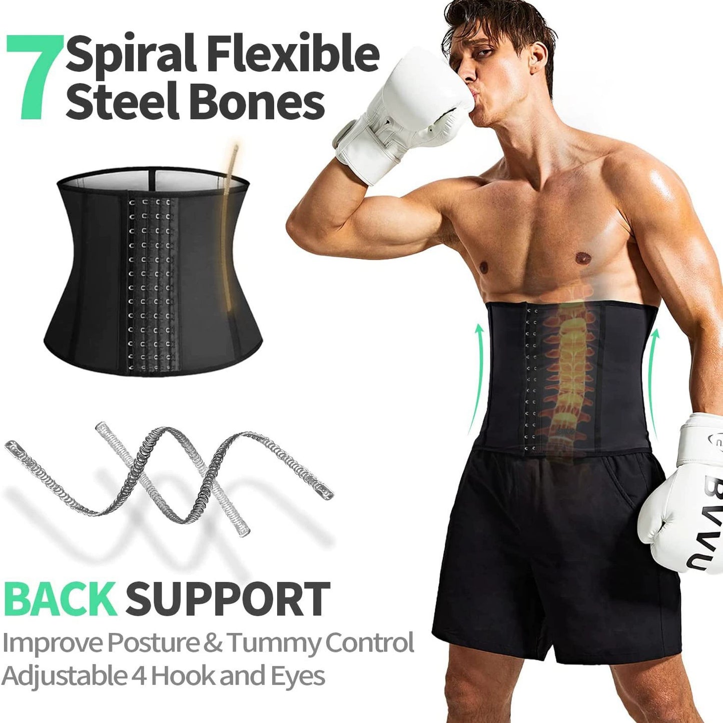 Men's Steel Boned Sweat Belt with Heat-Silver Polymer