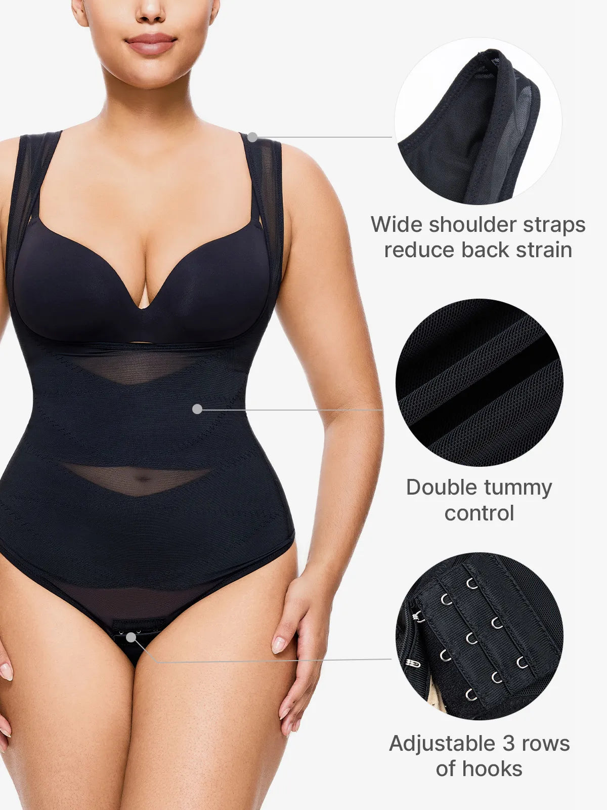 Slimming Mesh Tummy Control Bodysuit with Crotch Buckle（Buy 1, Get 1 FREE）