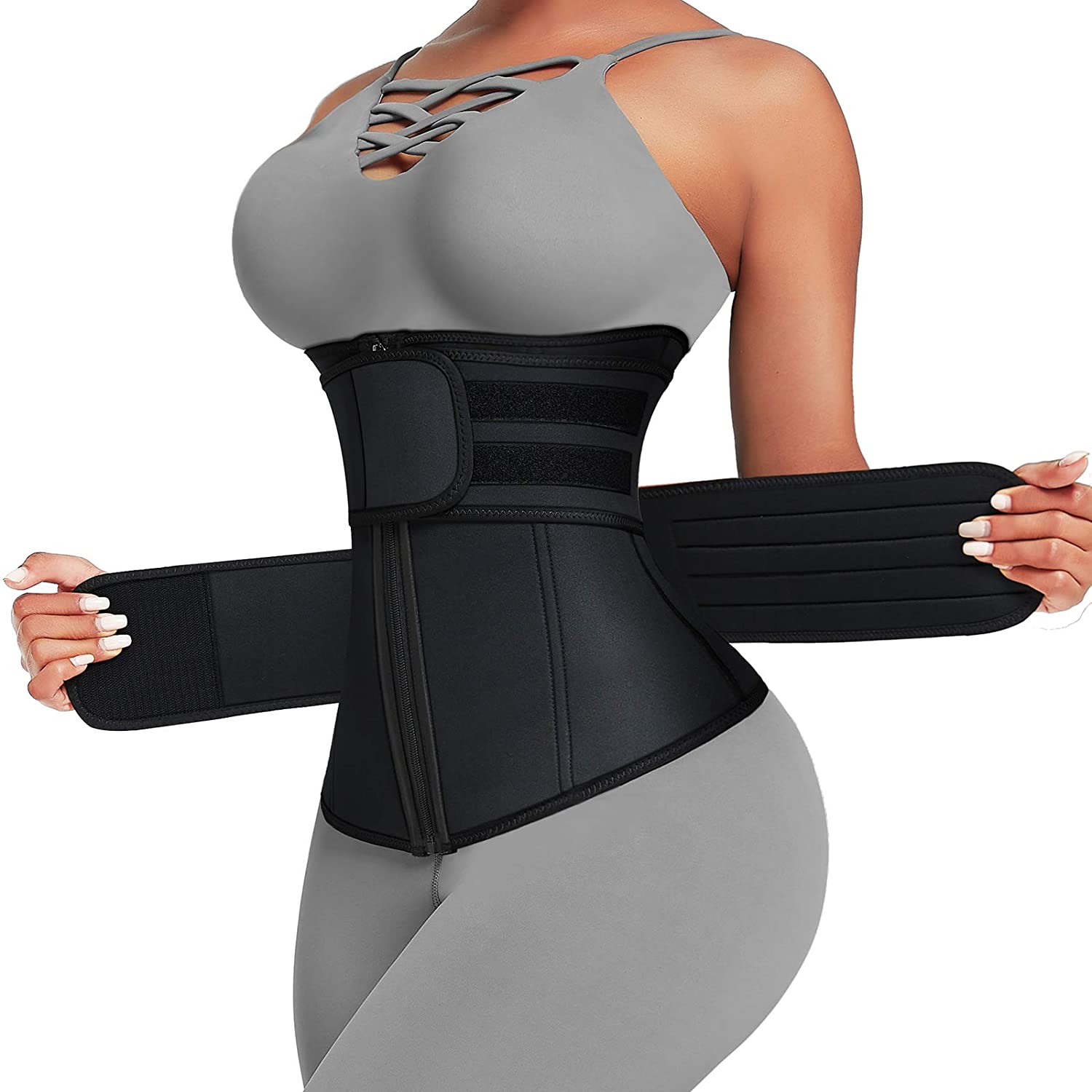 Women's Double Strap Anti-Roll Waist Trainer Sweat Belt