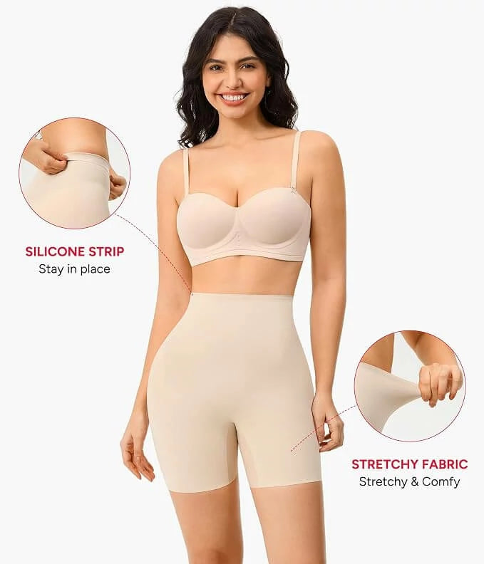 Women's Mid-Rise Built-in Hip and Butt Pads Shapewear Shorts