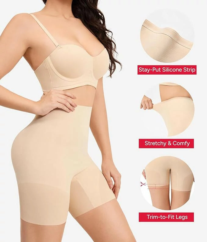 Women's High Waist Removable Pads Ruched Hip Shorts Tummy Control