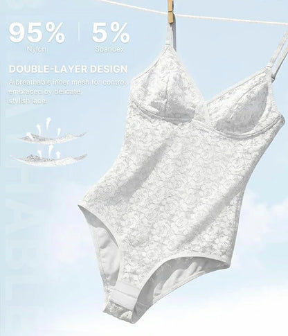 Women's Lace V-Neck Bodysuit Tummy Control Shapewear