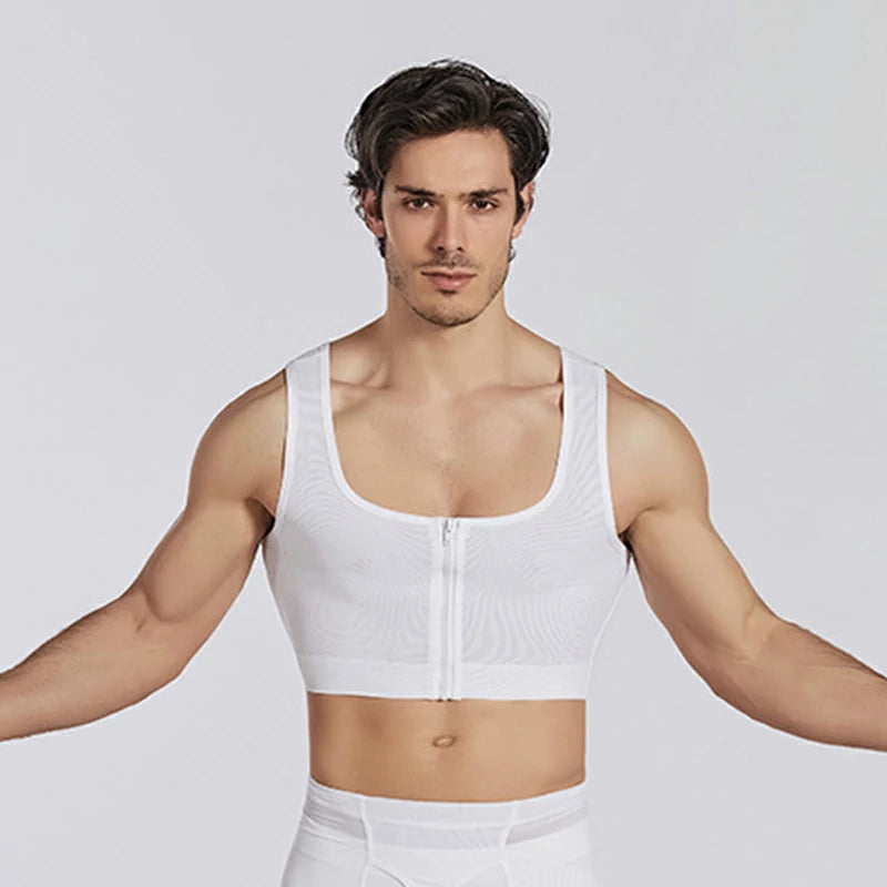 Men's Zipper Mesh Chest Compression Tank Top