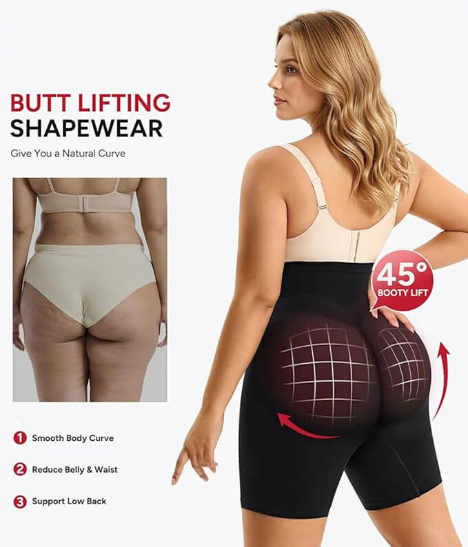 Women's High Waist Steel Bones 3D Contour Shapewear Shorts Tummy Control