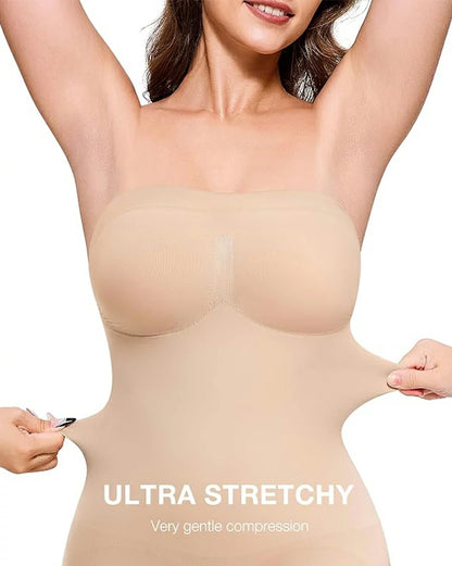 Women's Strapless Shapewear Bodysuit Tummy Control Butt Lift
