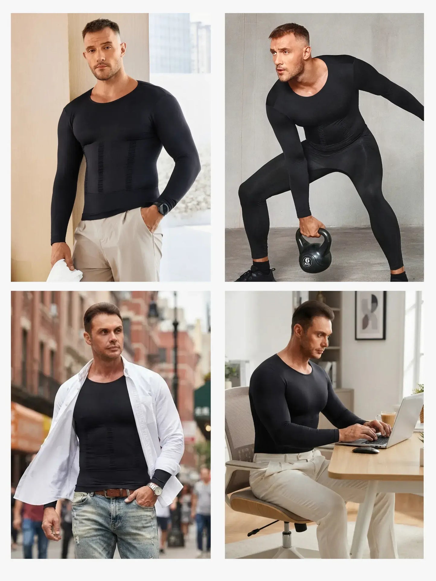 Men's Long Sleeve Compression Shirt Tummy Control
