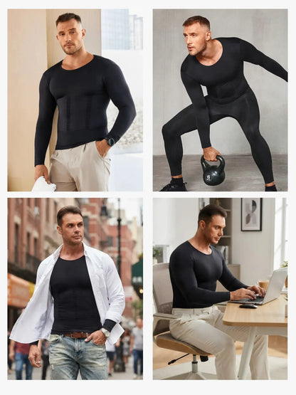 Men's Long Sleeve Compression Shirt Tummy Control