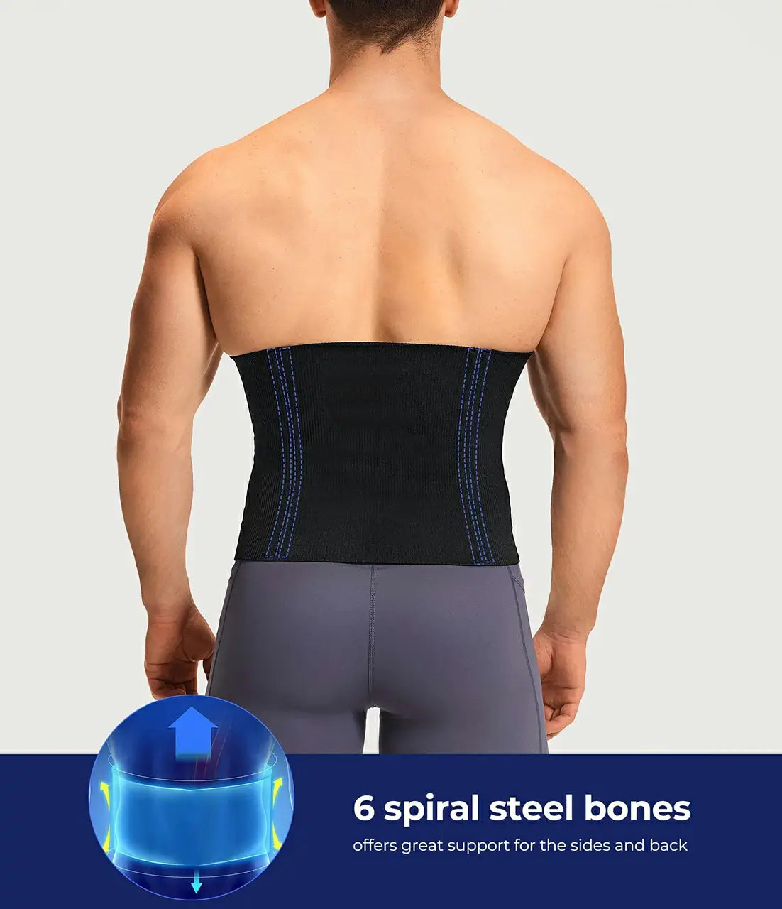 Men's Firm Compression Waist Trainer with Zipper and Steel Bones