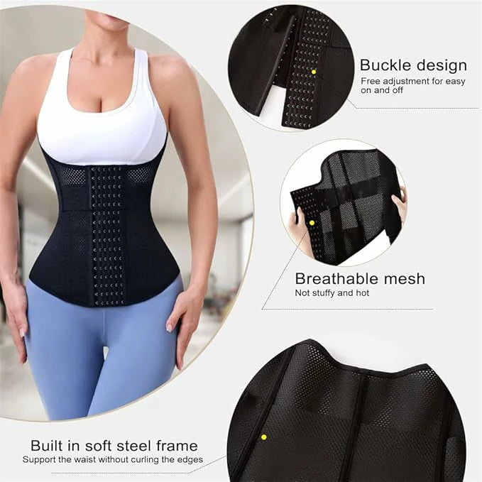 Women's Two-Segment Mesh Steel Boned Waist Trainer Tummy Control