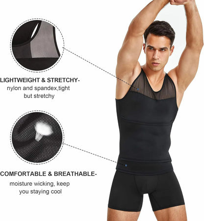 Men's Compression Vest w/ Waist Trimmer Belt (2-Pack)