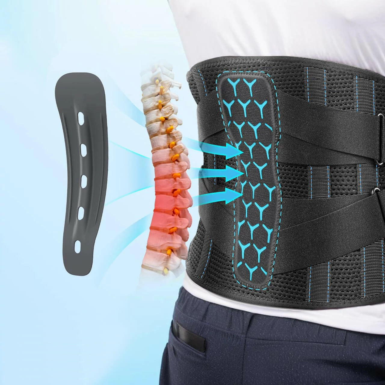 Men's 3D Knit Lumbar Support Belt with Removable Pad
