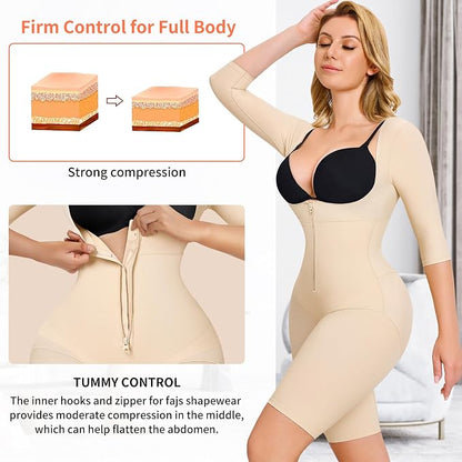 Women's Short Sleeve Bodysuit Tummy Control Arm Compression