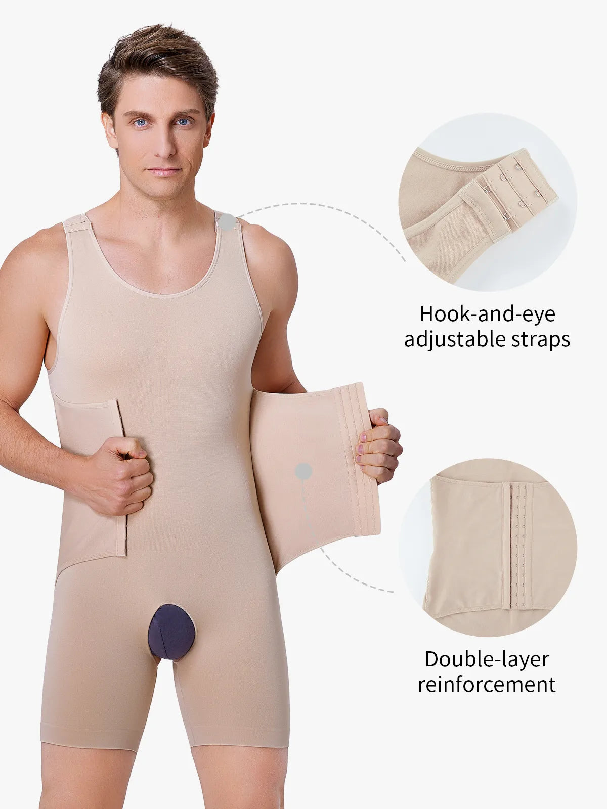 Men's Seamless Shapewear Bodysuit Tummy Control