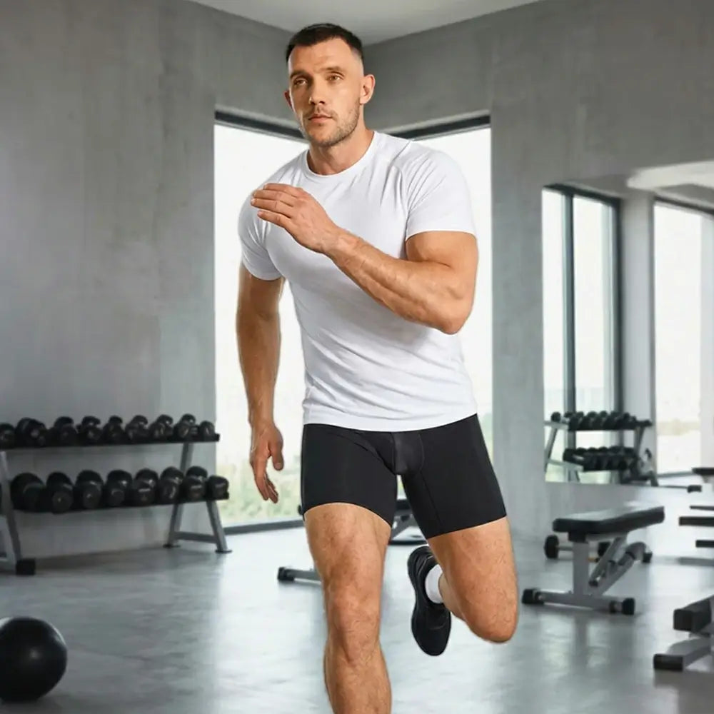 Men's Breathable Compression Shorts Side Pocket Low-Rise