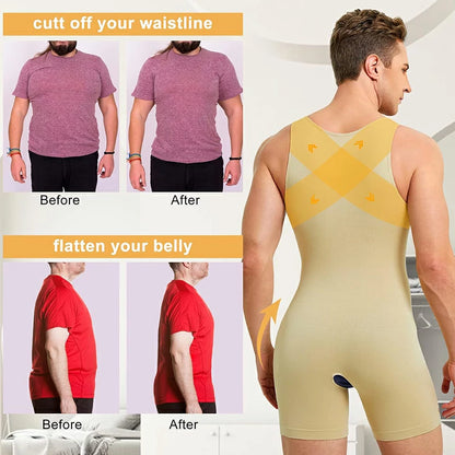 Men's Seamless Sleeveless Compression Bodysuit