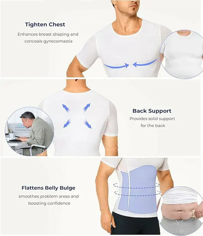 Men's Short Sleeve Compression Shirt Mesh Tummy Control