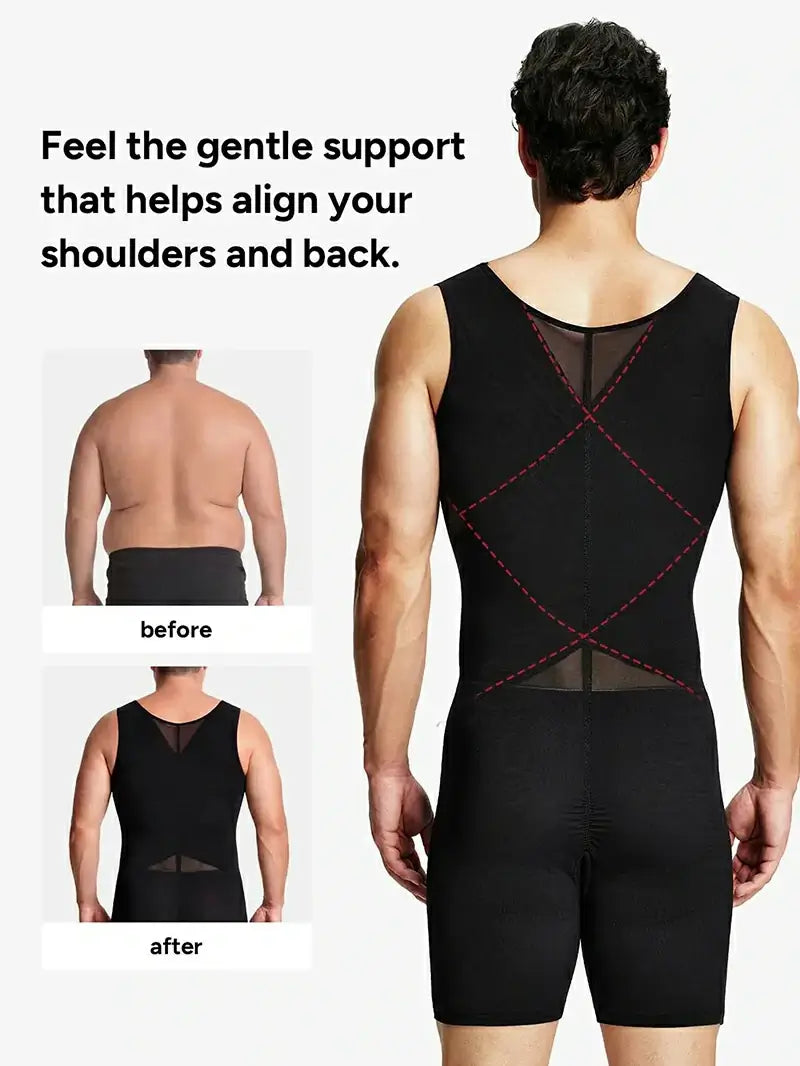 Men's Mesh Bodysuit Tummy Control Seamless Shapewear