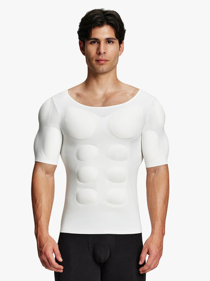 Men's Padded Muscle Compression Shirt Short Sleeve