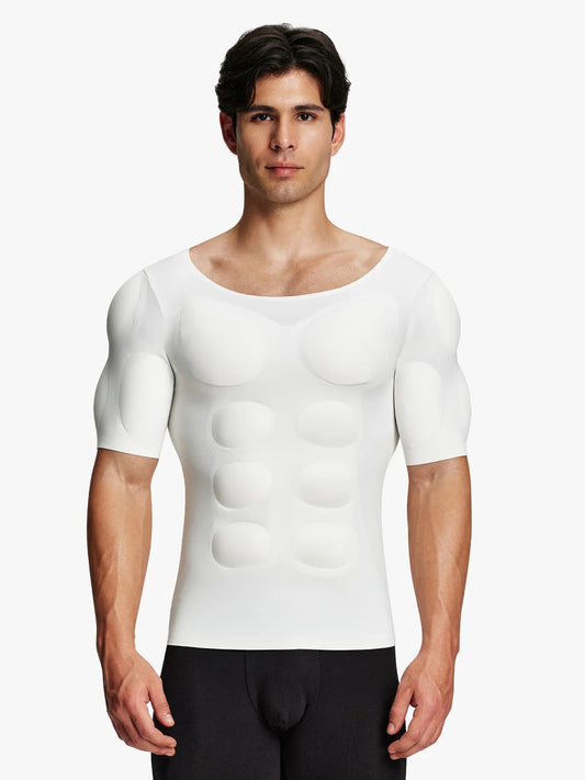 Men's Padded Muscle Compression Shirt Short Sleeve