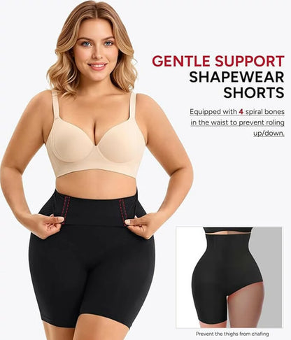 Women's High Waist Steel Bones 3D Contour Shapewear Shorts Tummy Control