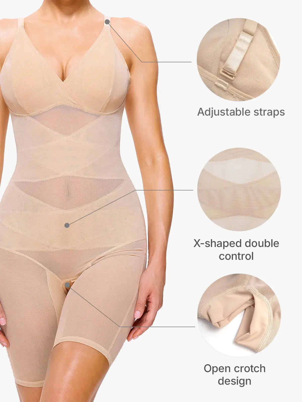 Women's V-Neck Bodysuit Tummy Control Butt Lift