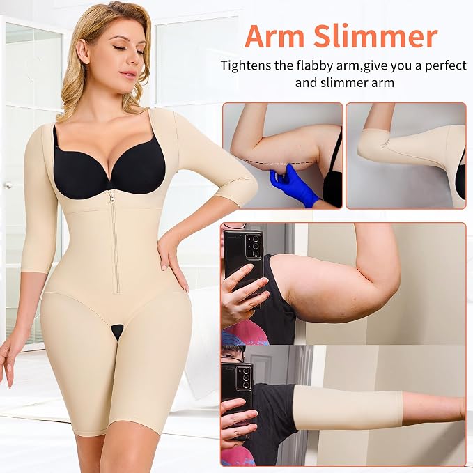 Women's Short Sleeve Bodysuit Tummy Control Arm Compression