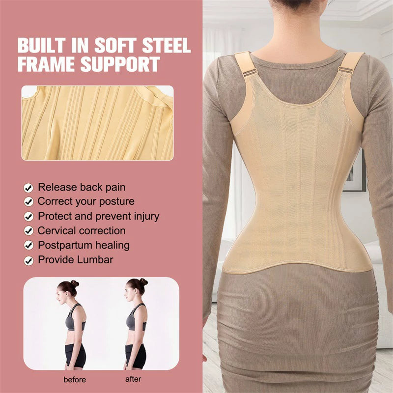 Women's 23 Steel Boned Vest Waist Trainer Tummy Control