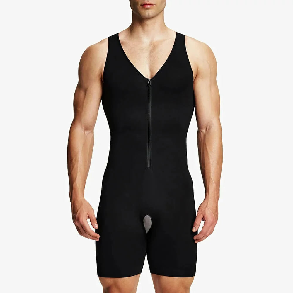 Men's Seamless Zipper Shapewear Bodysuit Tummy Control