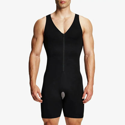 Men's Seamless Zipper Shapewear Bodysuit Tummy Control