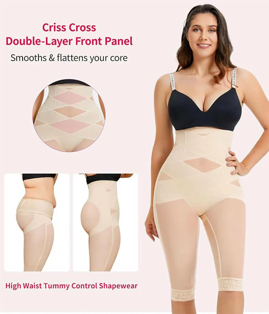 Women's High Waist Criss-Cross Capri Pants Tummy Control Butt Lift