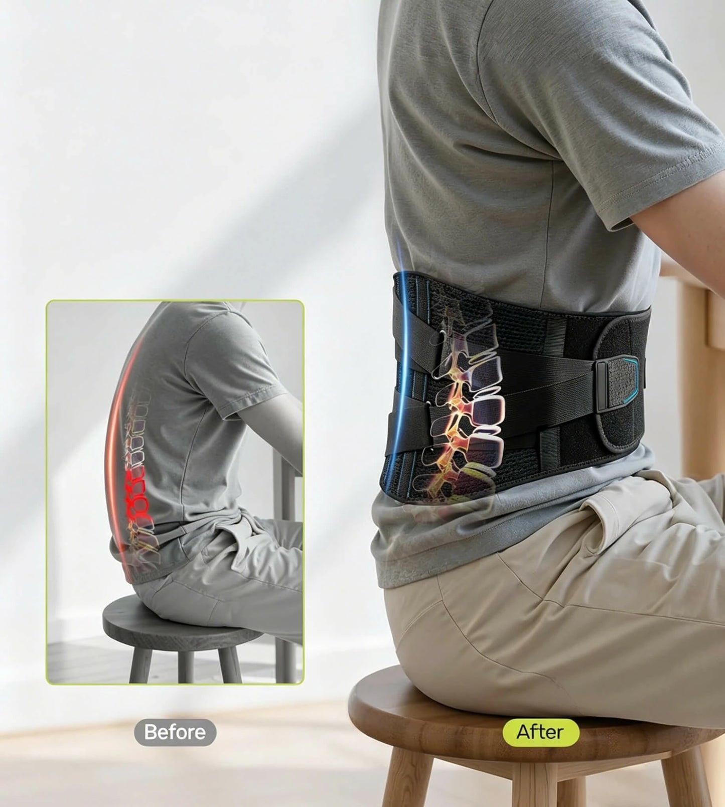 Men's 3D Knit Lumbar Support Belt with Removable Pad