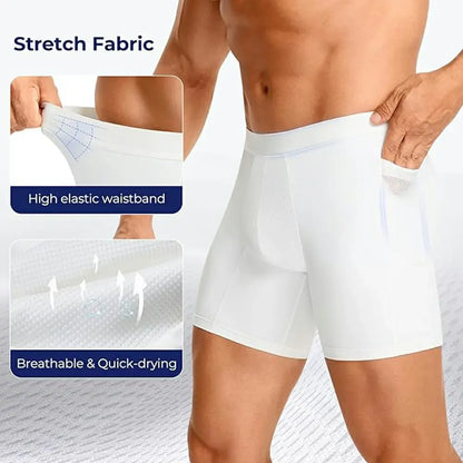Men's Breathable Compression Shorts Side Pocket Low-Rise