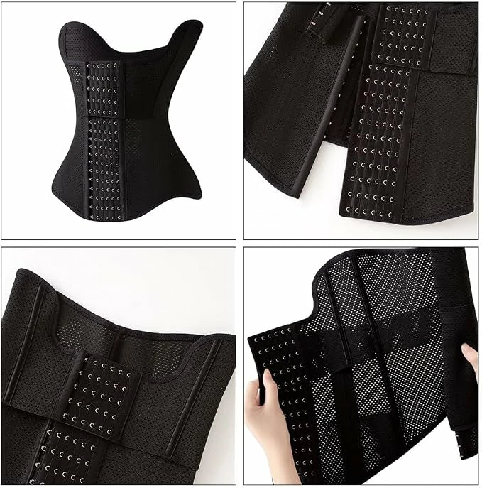 Women's Two-Segment Mesh Steel Boned Waist Trainer Tummy Control