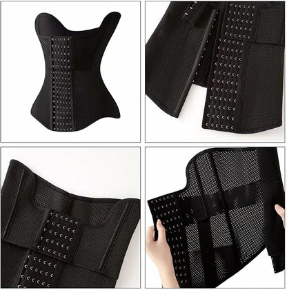 Women's Two-Segment Mesh Steel Boned Waist Trainer Tummy Control