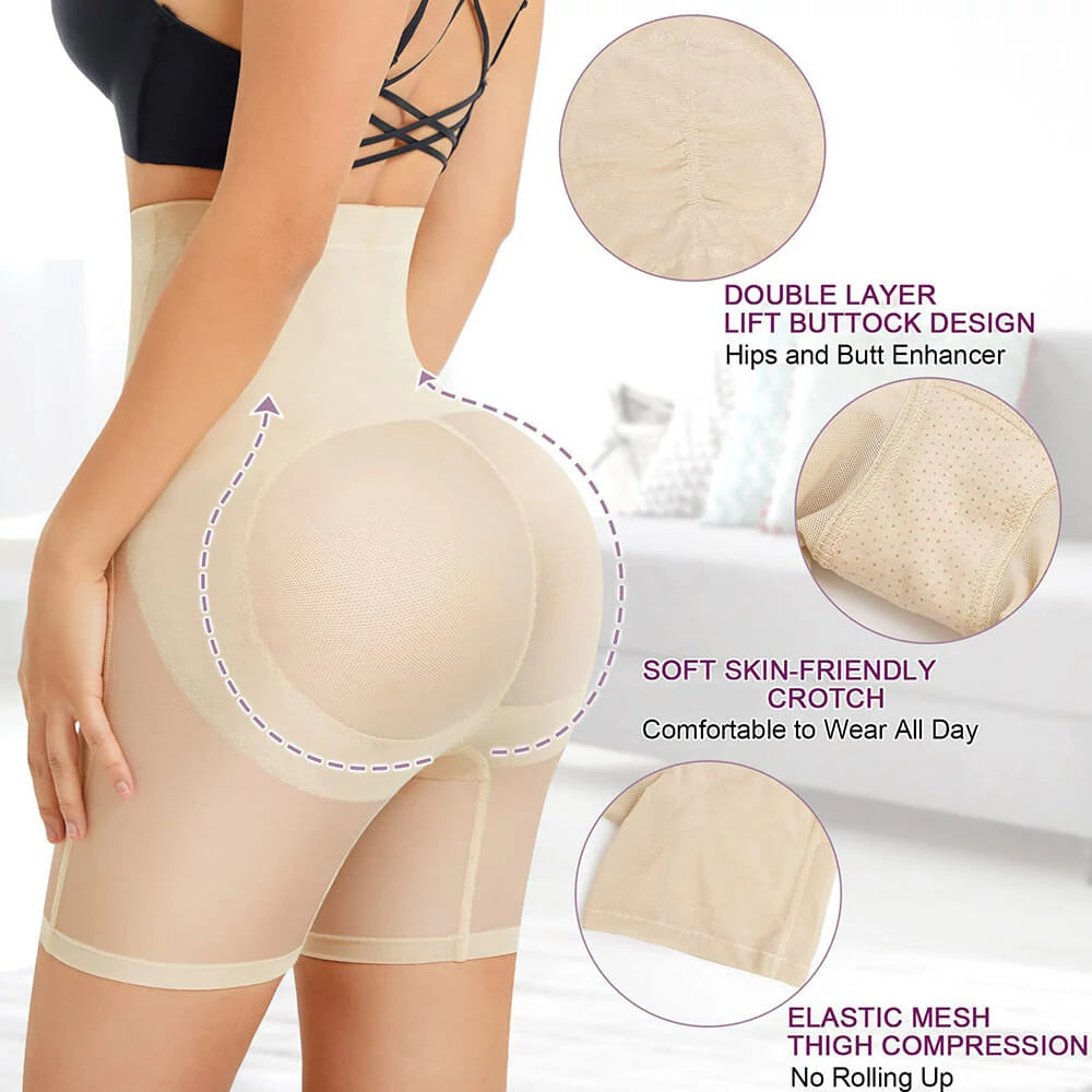 Women's High Waist Hook Closure Steel Bones Shapewear Shorts Tummy Control