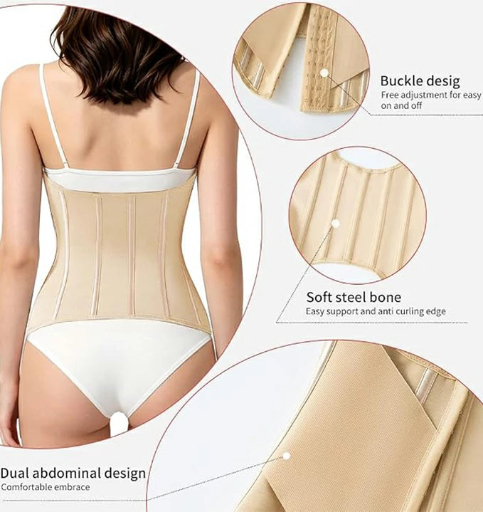 Women's Sweat Waist Trainer Corset with 11 Steel Bones