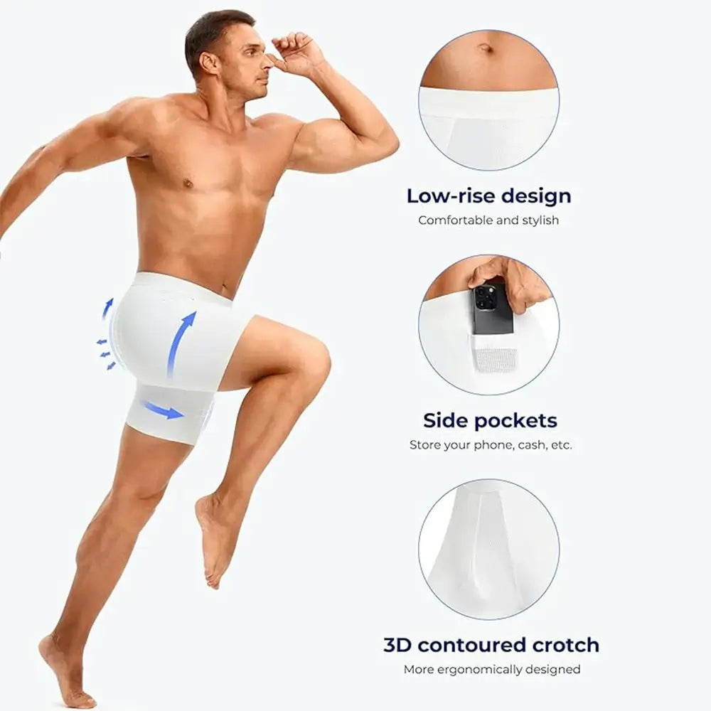 Men's Breathable Compression Shorts Side Pocket Low-Rise
