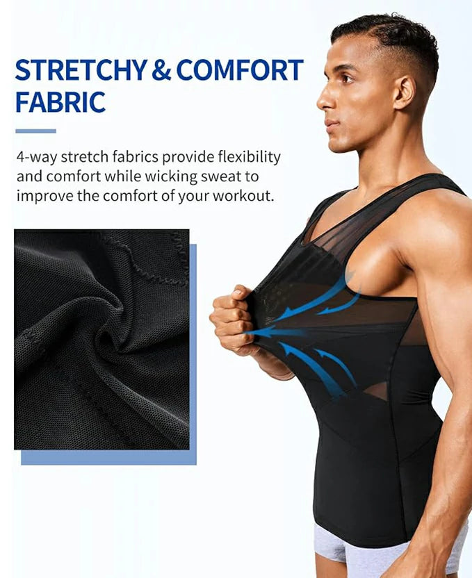 Men's Double-Layer Chest Compression Tank Top for Big Belly